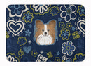 Blue Flowers Papillon Machine Washable Memory Foam Mat BB5099RUG