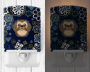 Blue Flowers Chocolate Brown Shih Tzu Ceramic Night Light BB5100CNL