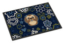 Blue Flowers Chocolate Brown Shih Tzu Doormat - 24x36 Decorative Floor Mat – Indoor/Outdoor Rug with Artistic Flair BB5100JMAT