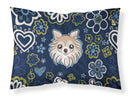 Blue Flowers Chihuahua Fabric Standard Pillowcase – Artistic Decorative Front, White Back BB5102PILLOWCASE