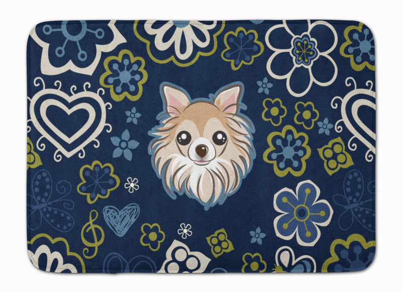 Blue Flowers Chihuahua Machine Washable Memory Foam Mat BB5102RUG