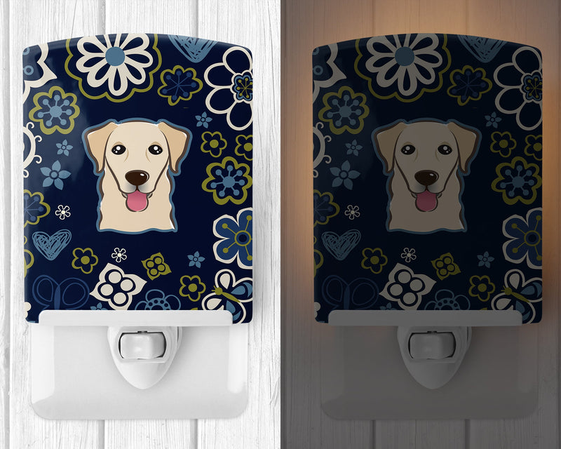 Blue Flowers Golden Retriever Ceramic Night Light BB5103CNL