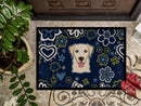 Blue Flowers Golden Retriever Doormat - 24x36 Decorative Floor Mat – Indoor/Outdoor Rug with Artistic Flair BB5103JMAT