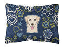 Blue Flowers Golden Retriever Canvas Fabric Decorative Pillow BB5103PW1216