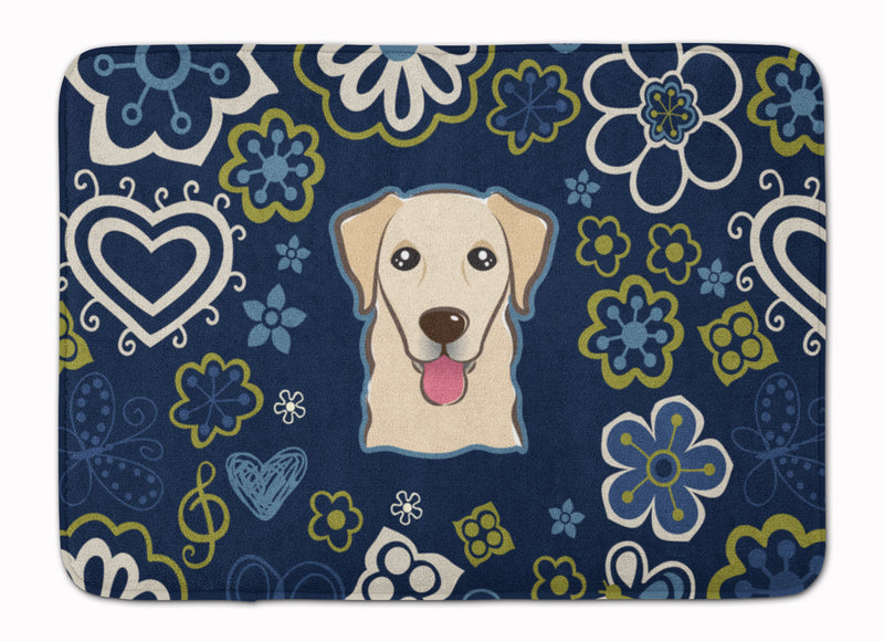 Blue Flowers Golden Retriever Machine Washable Memory Foam Mat BB5103RUG