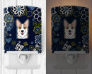 Blue Flowers Sable Corgi Ceramic Night Light BB5104CNL