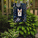 Blue Flowers Sable Corgi Garden Flag - Outdoor Decorative Yard Flag BB5104GF