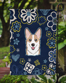 Blue Flowers Sable Corgi Garden Flag - Outdoor Decorative Yard Flag BB5104GF