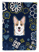 Blue Flowers Sable Corgi Garden Flag - Outdoor Decorative Yard Flag BB5104GF