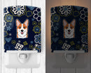 Blue Flowers Red Corgi Ceramic Night Light BB5105CNL