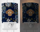 Blue Flowers Chocolate Brown Poodle Ceramic Night Light BB5107CNL