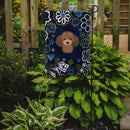 Blue Flowers Chocolate Brown Poodle Garden Flag - Outdoor Decorative Yard Flag BB5107GF