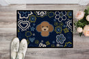 Blue Flowers Chocolate Brown Poodle Doormat - 24x36 Decorative Floor Mat – Indoor/Outdoor Rug with Artistic Flair BB5107JMAT