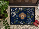 Blue Flowers Chocolate Brown Poodle Doormat - 18x27 Decorative Floor Mat – Indoor/Outdoor Rug with Artistic Flair BB5107MAT