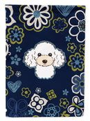 Blue Flowers White Poodle Garden Flag - Outdoor Decorative Yard Flag BB5108GF