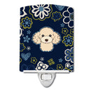Blue Flowers Buff Poodle Ceramic Night Light BB5109CNL