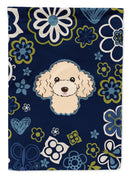 Blue Flowers Buff Poodle Garden Flag - Outdoor Decorative Yard Flag