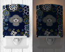 Blue Flowers Silver Gray Poodle Ceramic Night Light BB5110CNL