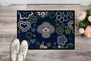 Blue Flowers Silver Gray Poodle Doormat - 24x36 Decorative Floor Mat – Indoor/Outdoor Rug with Artistic Flair BB5110JMAT