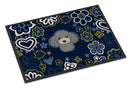 Blue Flowers Silver Gray Poodle Doormat - 24x36 Decorative Floor Mat – Indoor/Outdoor Rug with Artistic Flair BB5110JMAT