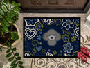 Blue Flowers Silver Gray Poodle Doormat - 18x27 Decorative Floor Mat – Indoor/Outdoor Rug with Artistic Flair BB5110MAT