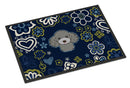 Blue Flowers Silver Gray Poodle Doormat - 18x27 Decorative Floor Mat – Indoor/Outdoor Rug with Artistic Flair BB5110MAT