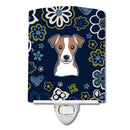 Blue Flowers Jack Russell Terrier Ceramic Night Light BB5111CNL