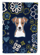 Blue Flowers Jack Russell Terrier Garden Flag - Outdoor Decorative Yard Flag