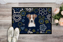 Blue Flowers Jack Russell Terrier Doormat - 18x27 Decorative Floor Mat – Indoor/Outdoor Rug with Artistic Flair BB5111MAT