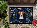 Blue Flowers Jack Russell Terrier Doormat - 18x27 Decorative Floor Mat – Indoor/Outdoor Rug with Artistic Flair BB5111MAT