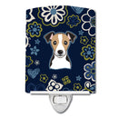 Blue Flowers Jack Russell Terrier Ceramic Night Light BB5112CNL
