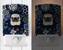 Blue Flowers Fawn Pug Ceramic Night Light BB5113CNL