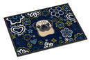 Blue Flowers Fawn Pug Doormat - 24x36 Decorative Floor Mat – Indoor/Outdoor Rug with Artistic Flair BB5113JMAT