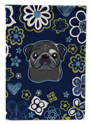 Blue Flowers Black Pug Garden Flag - Outdoor Decorative Yard Flag BB5114GF