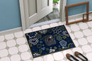 Blue Flowers Black Pug Doormat - 24x36 Decorative Floor Mat – Indoor/Outdoor Rug with Artistic Flair BB5114JMAT