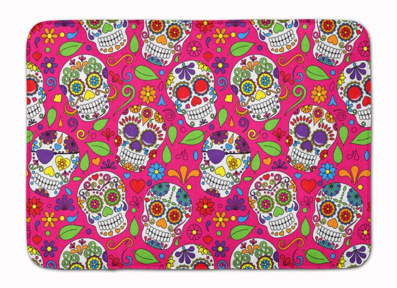 Day of the Dead Pink Machine Washable Memory Foam Mat BB5115RUG