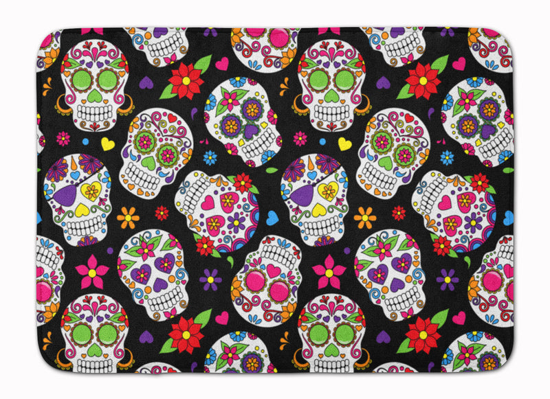 Day of the Dead Black Machine Washable Memory Foam Mat BB5116RUG