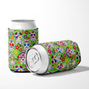 Day of the Dead Green Can or Bottle Hugger Cooler Sleeve for Standard 12 oz Cans, Insulated Foam Beer & Soda Can Hugger Reusable