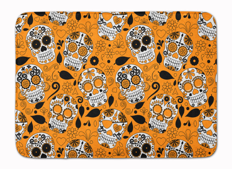 Day of the Dead Orange Machine Washable Memory Foam Mat BB5118RUG