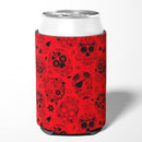 Day of the Dead Red Can or Bottle Hugger Cooler Sleeve for Standard 12 oz Cans, Insulated Foam Beer & Soda Can Hugger Reusable