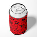 Day of the Dead Red Can or Bottle Hugger Cooler Sleeve for Standard 12 oz Cans, Insulated Foam Beer & Soda Can Hugger Reusable