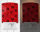 Day of the Dead Red Ceramic Night Light Compact, UL-Certified, Ideal for Bedroom, Bathroom, Nursery, Hallway, Kitchen, 6x4x3, Multicolor