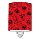 Day of the Dead Red Ceramic Night Light Compact, UL-Certified, Ideal for Bedroom, Bathroom, Nursery, Hallway, Kitchen, 6x4x3, Multicolor