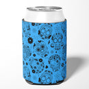 Day of the Dead Blue Can or Bottle Hugger Cooler Sleeve for Standard 12 oz Cans, Insulated Foam Beer & Soda Can Hugger Reusable