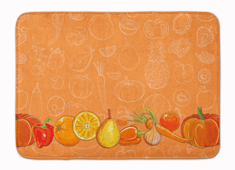 Fruits and Vegetables in Orange Machine Washable Memory Foam Mat BB5131RUG