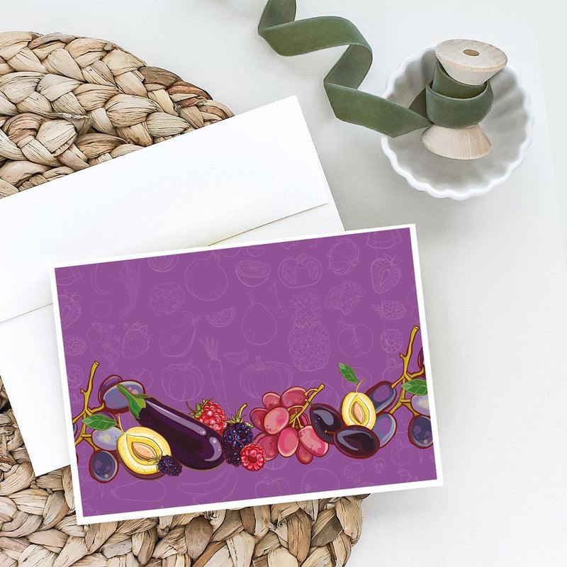 Fruits and Vegetables in Purple BB5132DS66 Greeting Cards and Envelopes Pack of 8