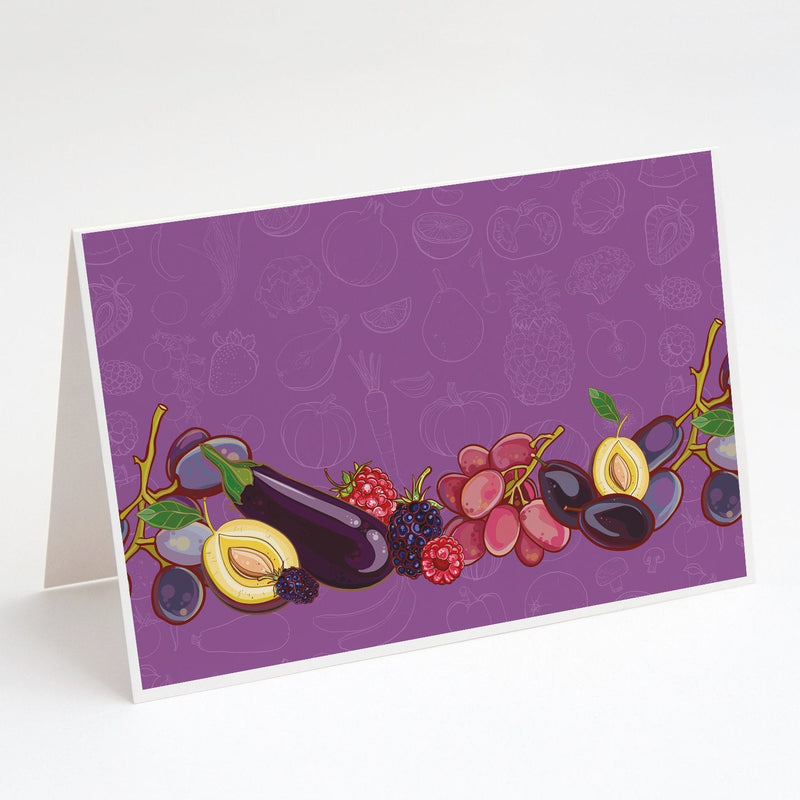 Fruits and Vegetables in Purple BB5132DS66 Greeting Cards and Envelopes Pack of 8