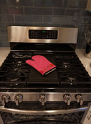 Fruits and Vegetables in Red Oven Mitt Heat Resistant Thick Oven Mitt for Hot Pans and Oven, Kitchen Mitt Protect Hands, Cooking Baking Glove