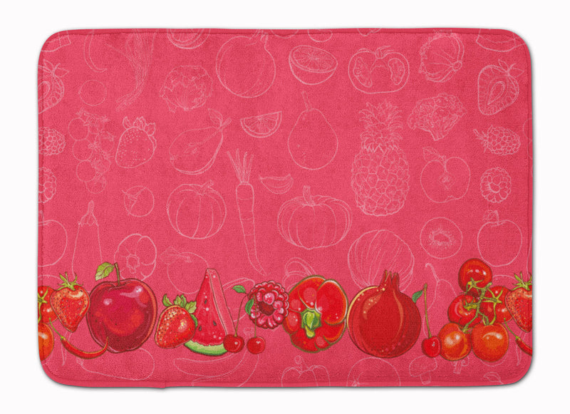 Fruits and Vegetables in Red Machine Washable Memory Foam Mat BB5133RUG