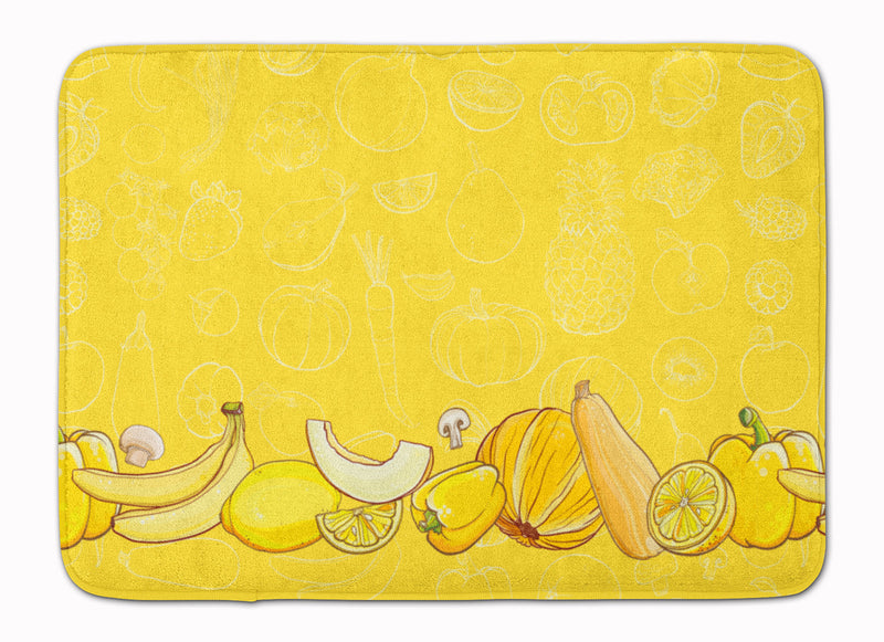 Fruits and Vegetables in Yellow Machine Washable Memory Foam Mat BB5134RUG